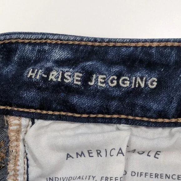 American Eagle Hi Rise Jeans Jegging with distressed details Super Stretch Skinn - Picture 12 of 15